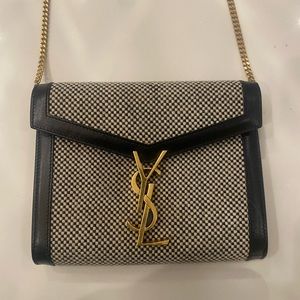 YSL Cassandra Tweed Wallet on a Chain